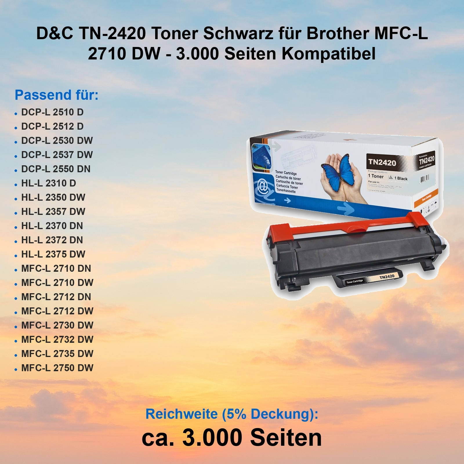 TN2420 Compatibele Brother MFC L2710DW Toner HL L2350dw Dcp L2530dw Tn 2420 Tn2410 L2710dn L2310d L2375dw 2 Zwart 2117484216