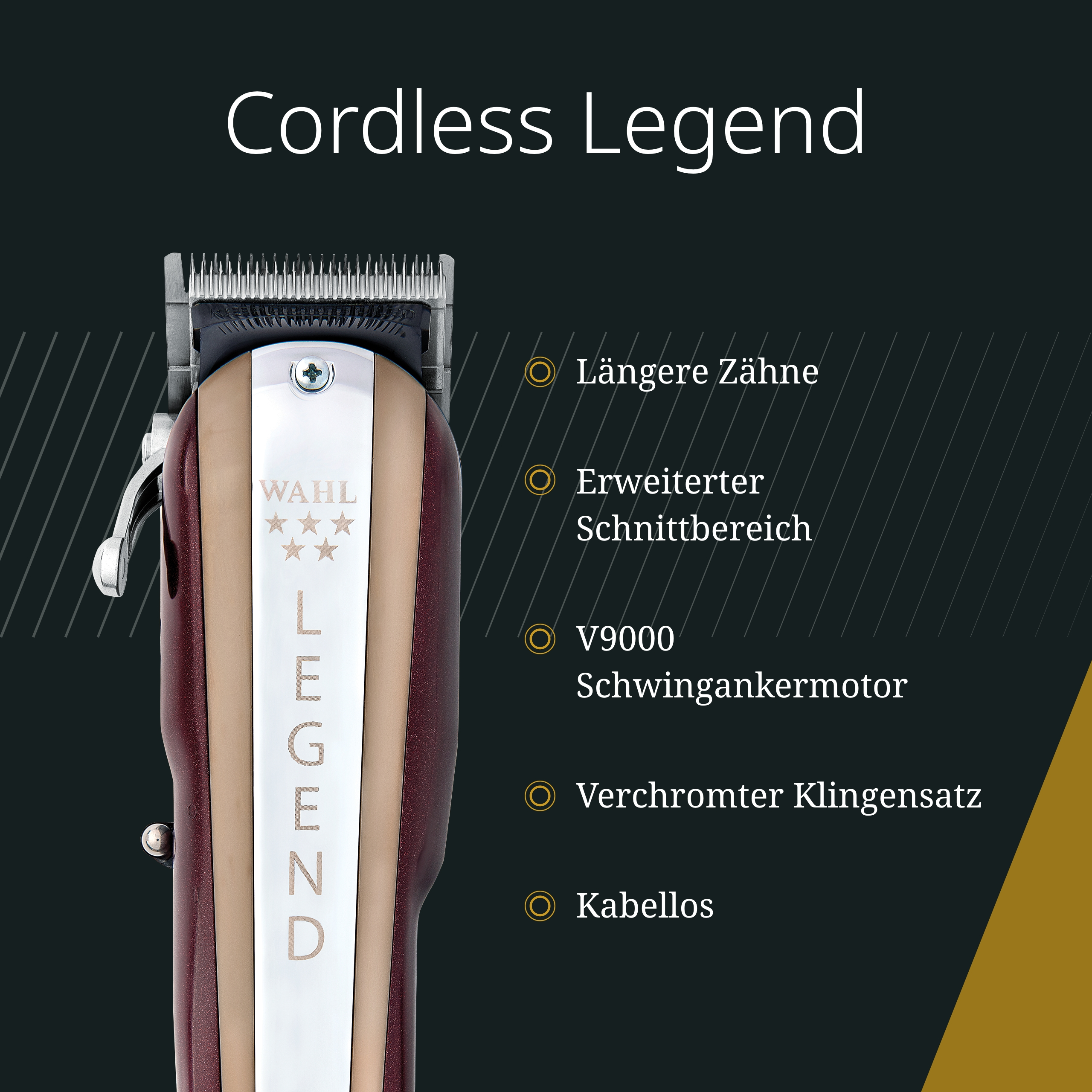Cortapelos WAHL Cordless Legend, niveles, Vinotinto, Beige