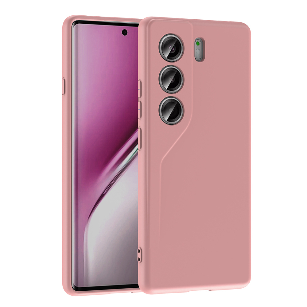 Pembe bir telefon ve kılıfı görüntüleniyor. Telefonun ekranı görünür durumda ve kılıfın kamera bölümü var.