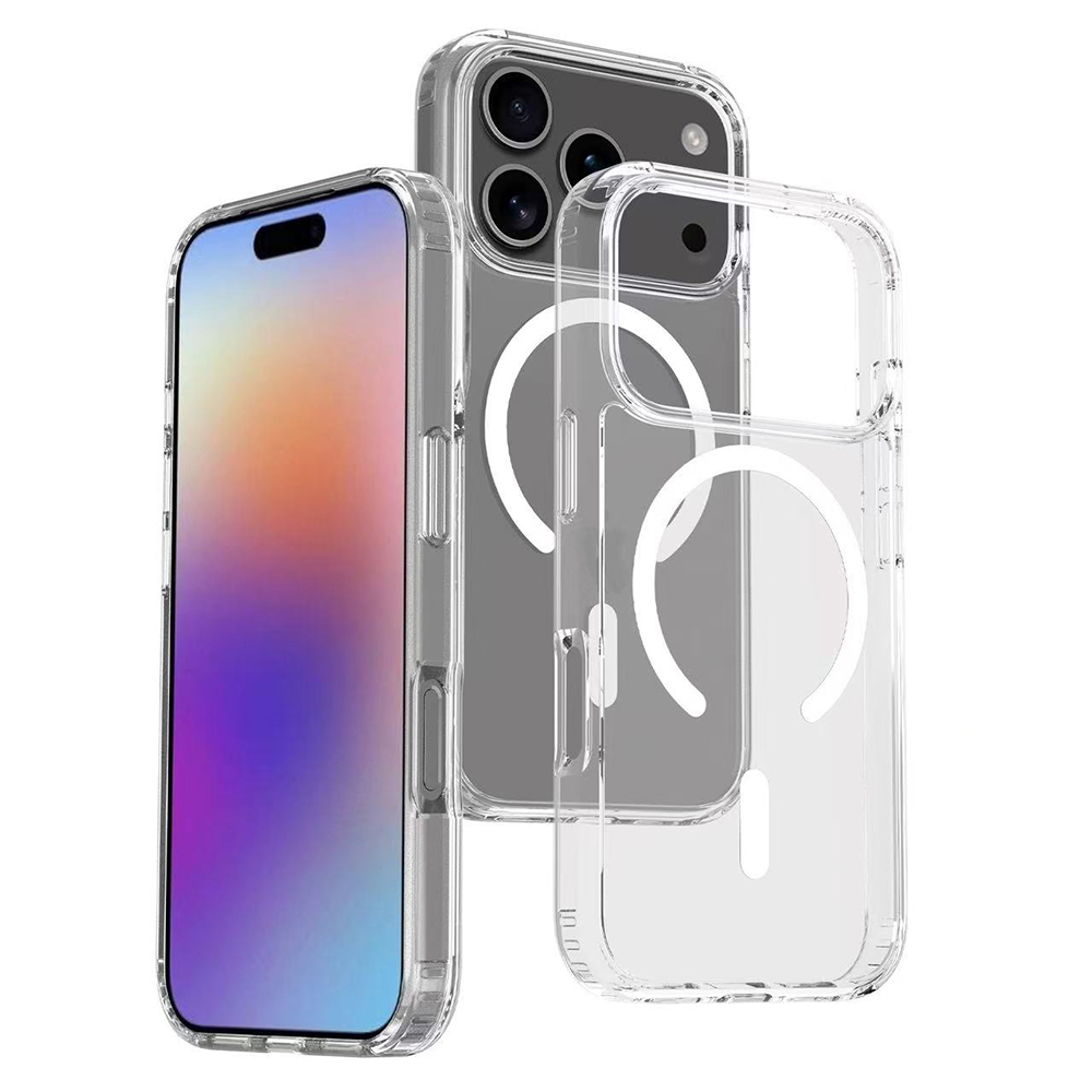 GPACK iPhone 17 Pro Uyumlu Embos M-Safe Şarj Özellikli Telefon Kılıfı Şeffaf