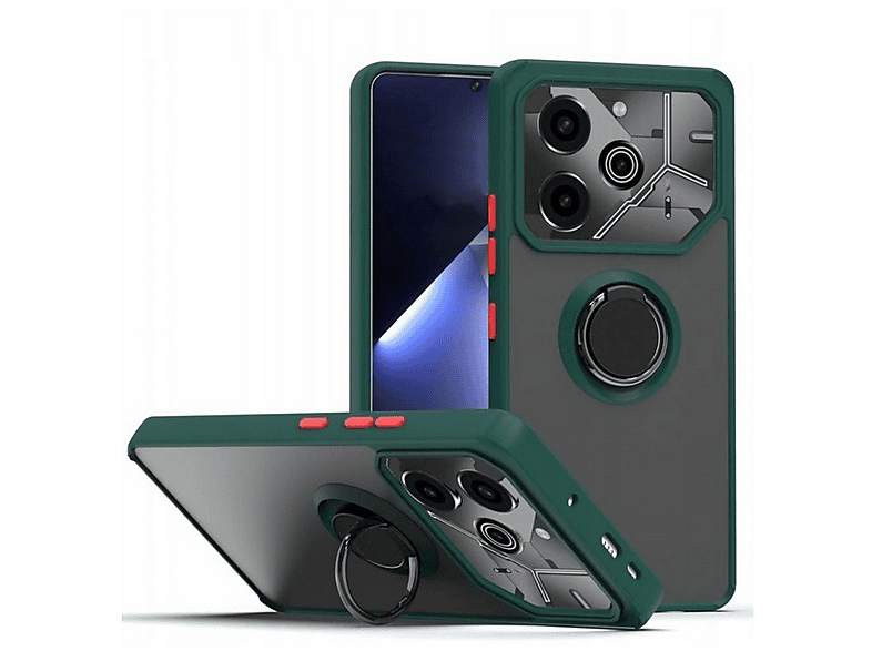 GPACK Tecno Pova 6 Pro Uyumlu Montreal Yüzüklü Mıknatıslı Silikon Telefon Kılıfı Koyu Yeşil