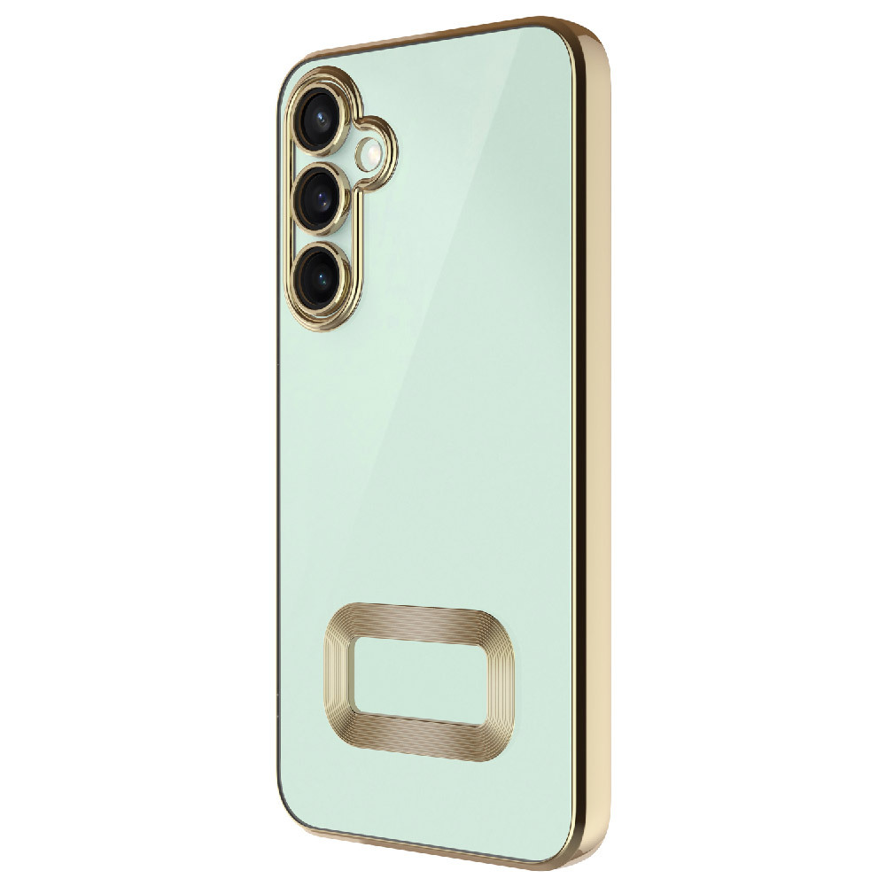GPACK Samsung Galaxy S24 FE Uyumlu Logo Gösteren Omega Silikon Telefon Kılıfı Gold