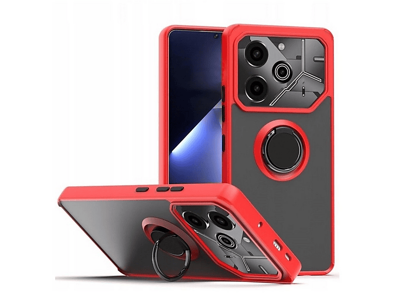 GPACK Tecno Pova 6 Pro Uyumlu Montreal Yüzüklü Mıknatıslı Silikon Telefon Kılıfı Kırmızı