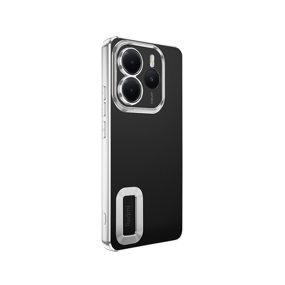 GPACK Xiaomi Redmi Note 14 5G Uyumlu Logo Gösteren Omega Silikon Telefon Kılıfı Gümüş