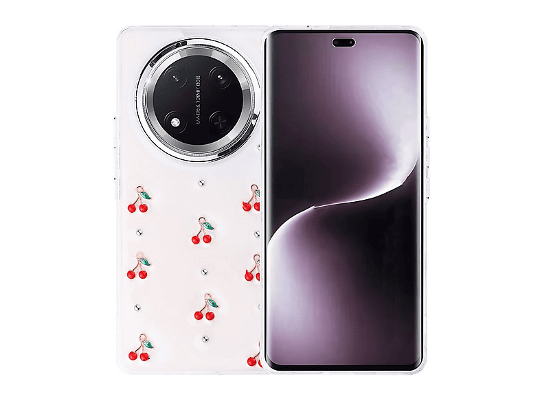 GPACK Honor Magic 7 Lite Uyumlu Kutup Simli Figürlü Silikon Telefon Kılıfı Kırmızı