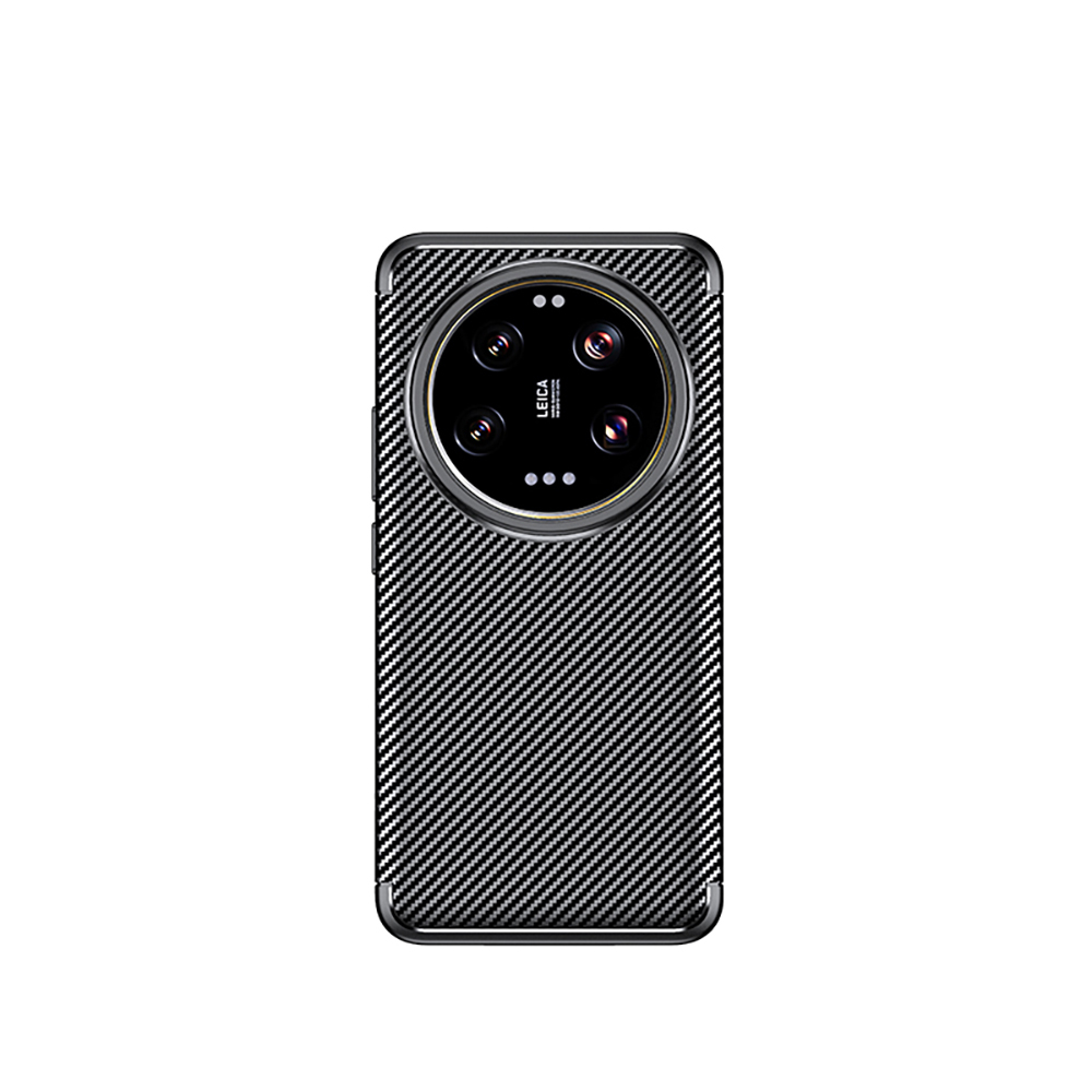 Dokulu siyah arka yüzü ve büyük kamera modülü olan bir telefon. Kamerada Leica logosu var. Telefon beyaz bir arka plan üzerinde.