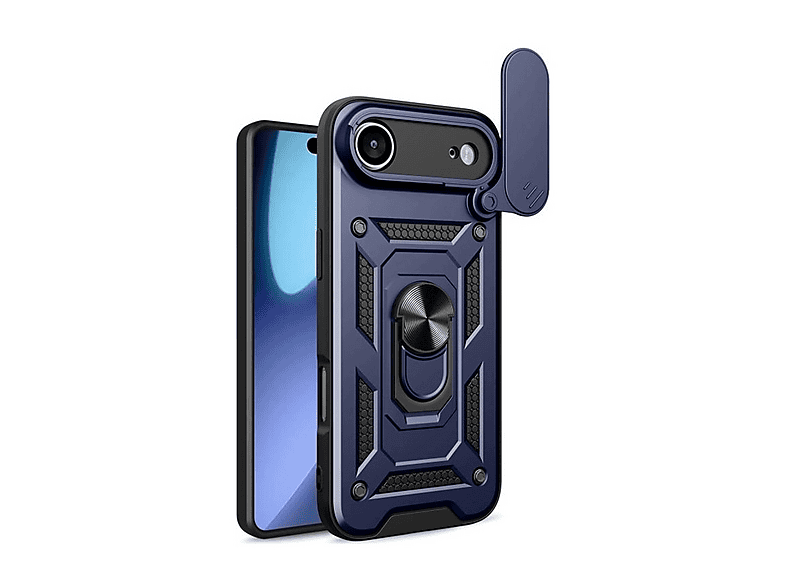 GPACK iPhone 17 Air Uyumlu Pars Sürgülü Kamera Korumalı Yüzüklü Sert Silikon Telefon Kılıfı Lacivert