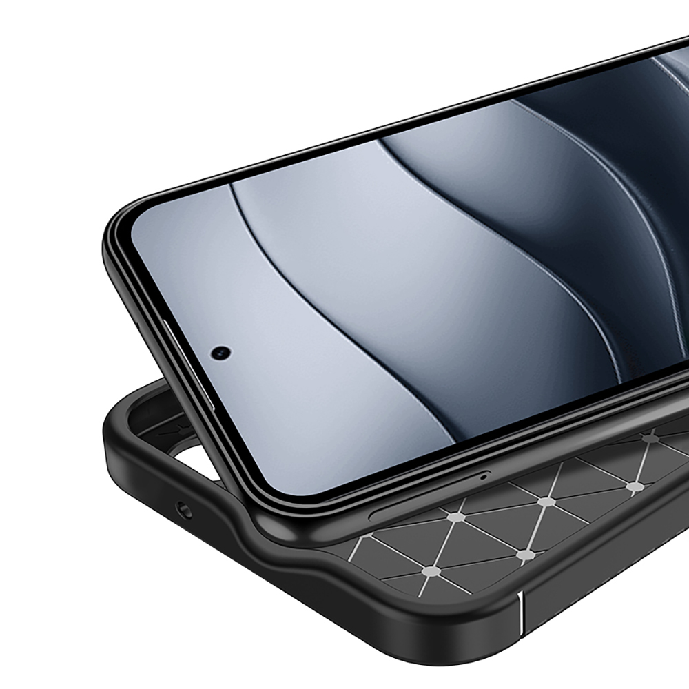 GPACK Xiaomi Redmi Note 14 5G Uyumlu Negro Karbon Görünümlü Silikon Telefon Kılıfı Siyah