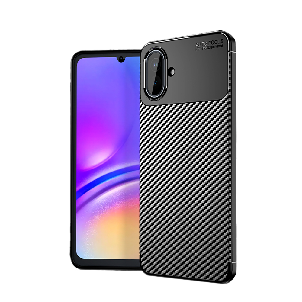 GPACK Samsung Galaxy A07 Uyumlu Negro Karbon Görünümlü Silikon Telefon Kılıfı Siyah