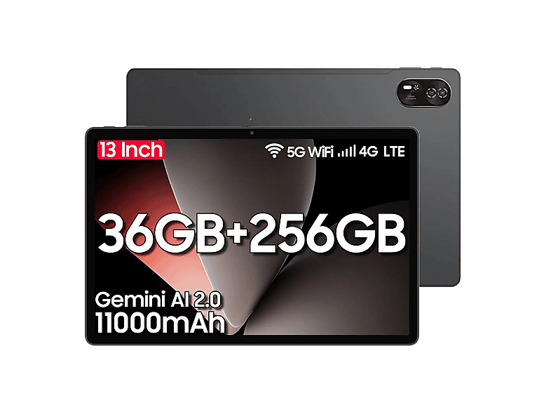 BLACKVIEW MEGA 8, Tablet, 256 GB, 13 Zoll, Grau