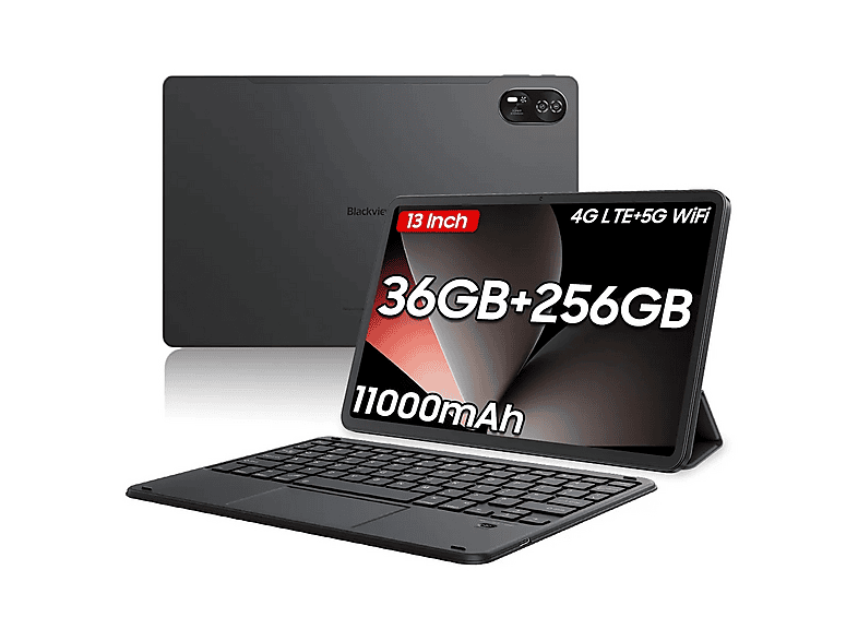 BLACKVIEW MEGA 8 Mit Tastatur (QWERTY), Tablet, 256 GB, 13 Zoll, Grau