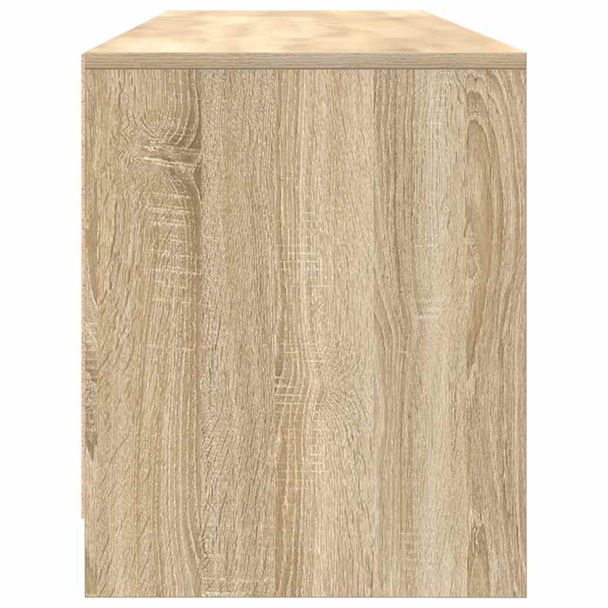 Ein Holzschrank in hellbrauner Farbe. Die Holzmaserung ist sichtbar. Die Oberseite hat einen etwas helleren Farbton.