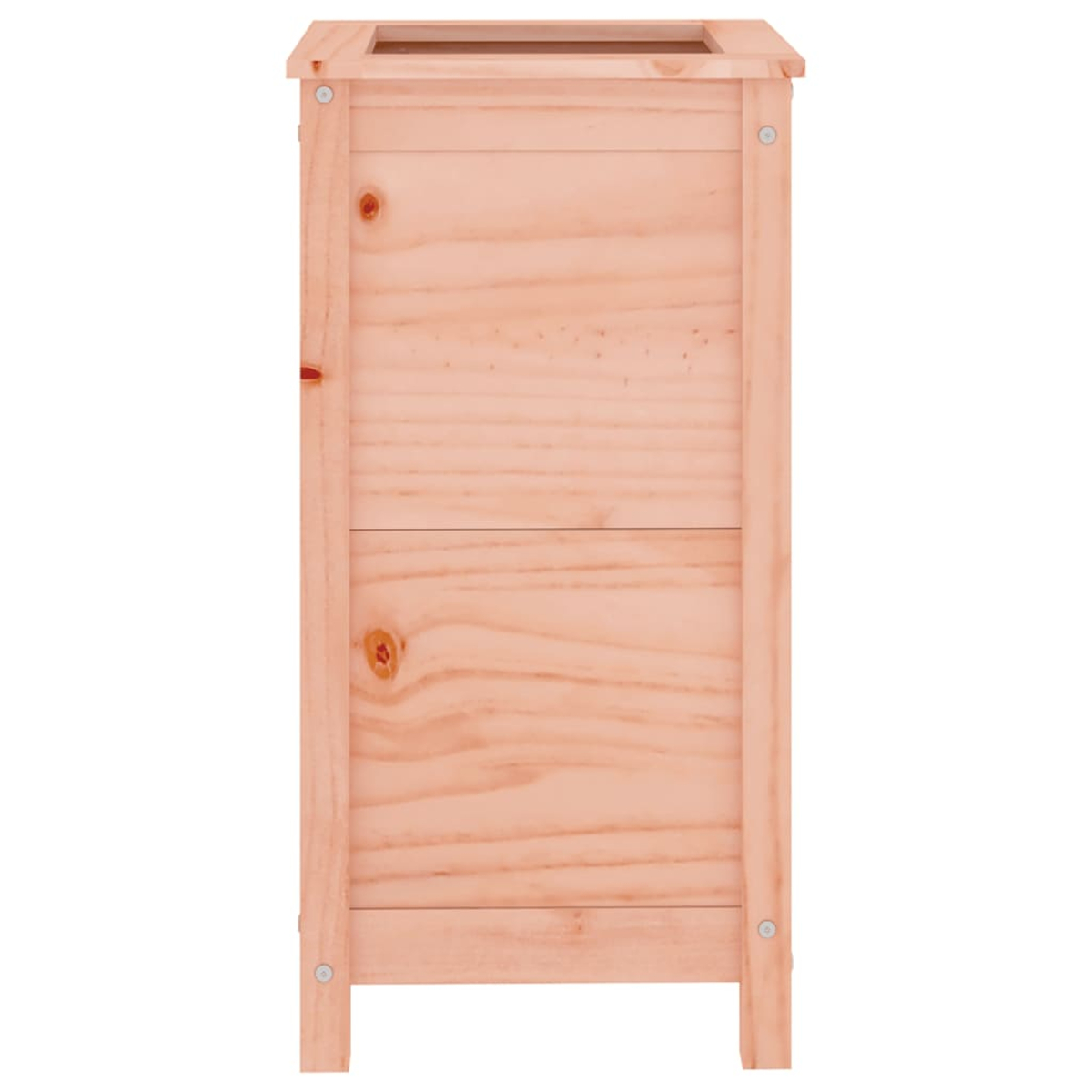 Eine hölzerne Pflanzkiste. Die Kiste ist rechteckig, hellbraun und hat sichtbare Holzmaserung. Sie hat zwei Abschnitte.