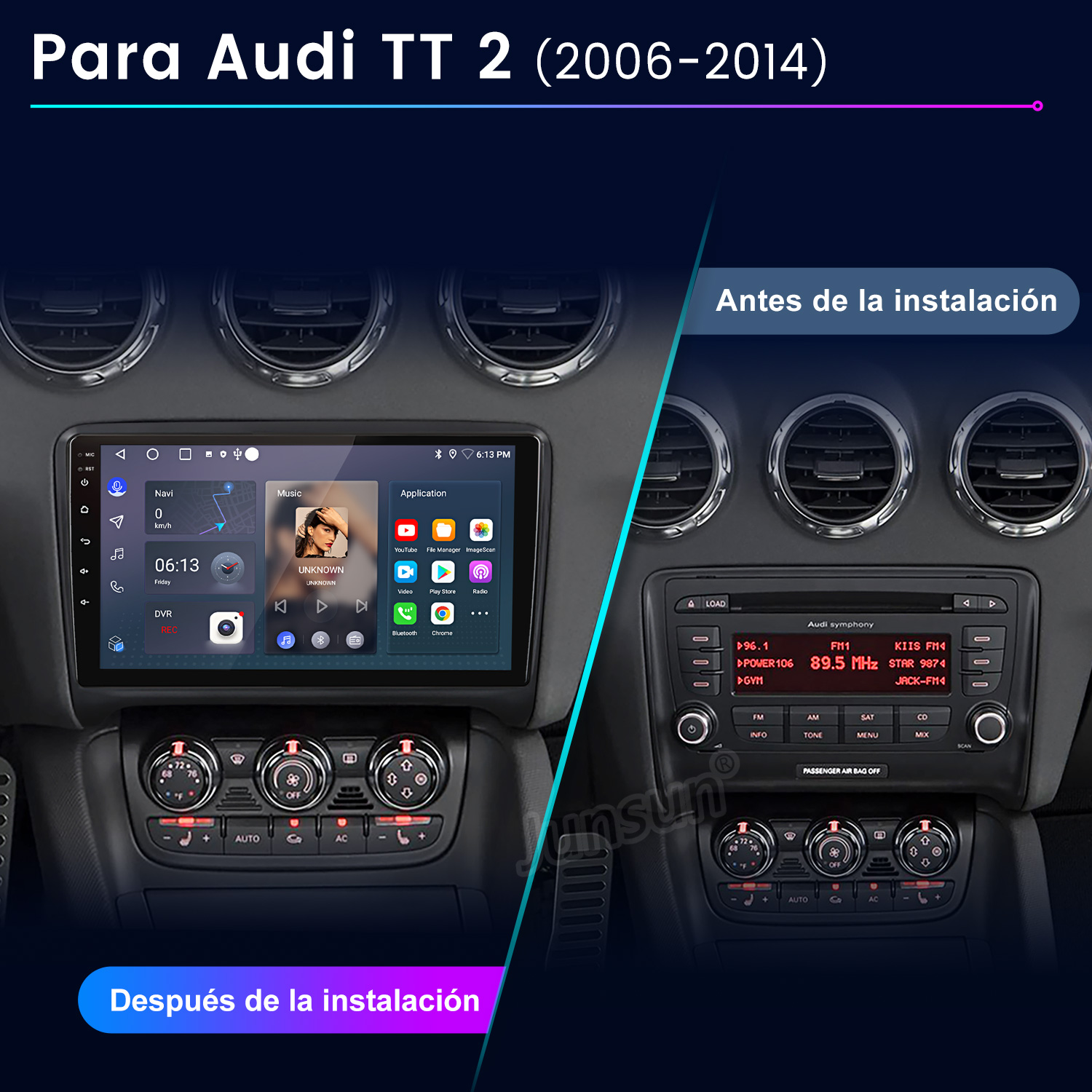 Comparación de tablero de auto: antiguo vs nuevo. El nuevo tiene pantalla digital, el antiguo, botones.