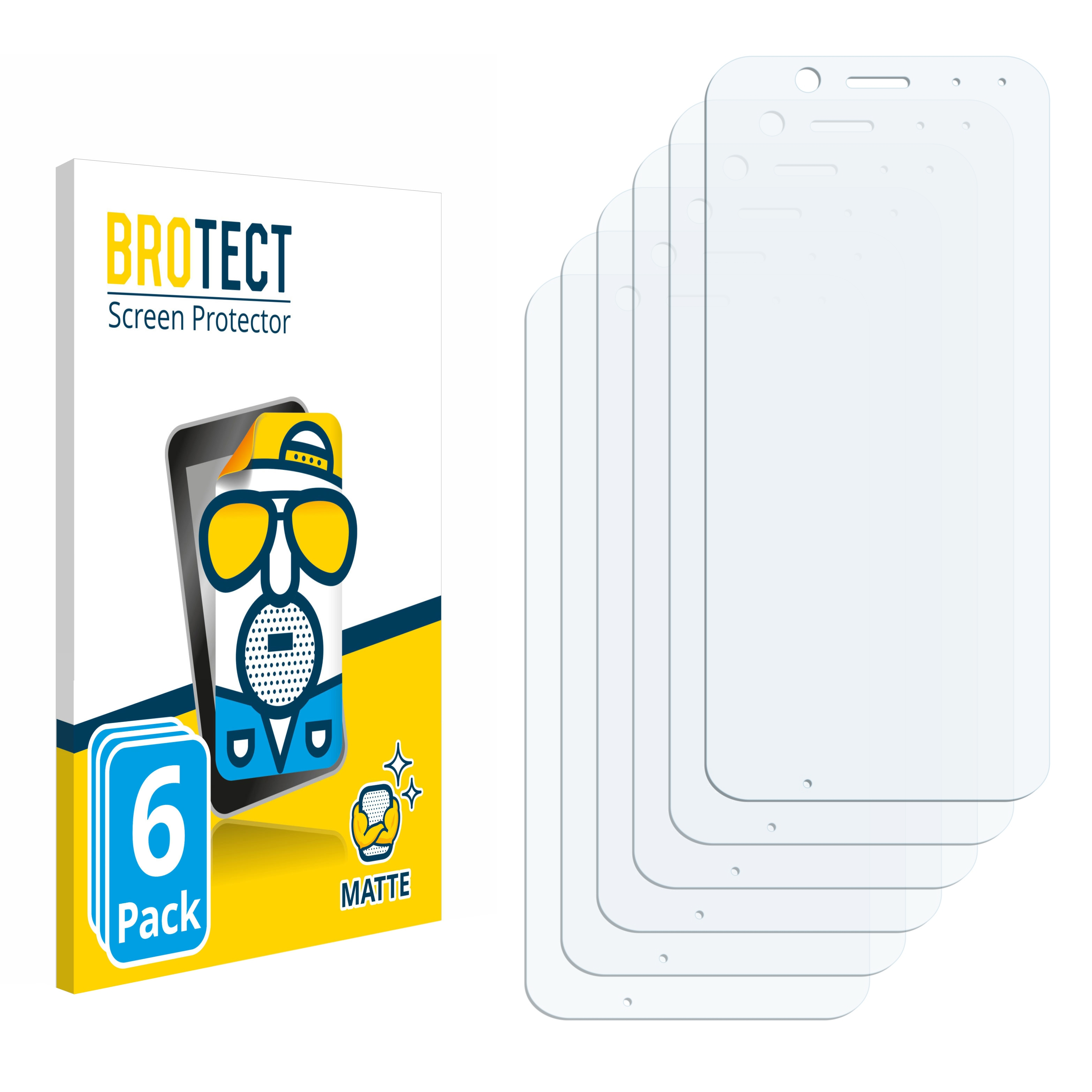 Eine Displayschutzbox mit 6 Packungen und 6 Displayschutzfolien. Die Box hat ein gelbes und blaues Design mit einem Cartoon-Bild.