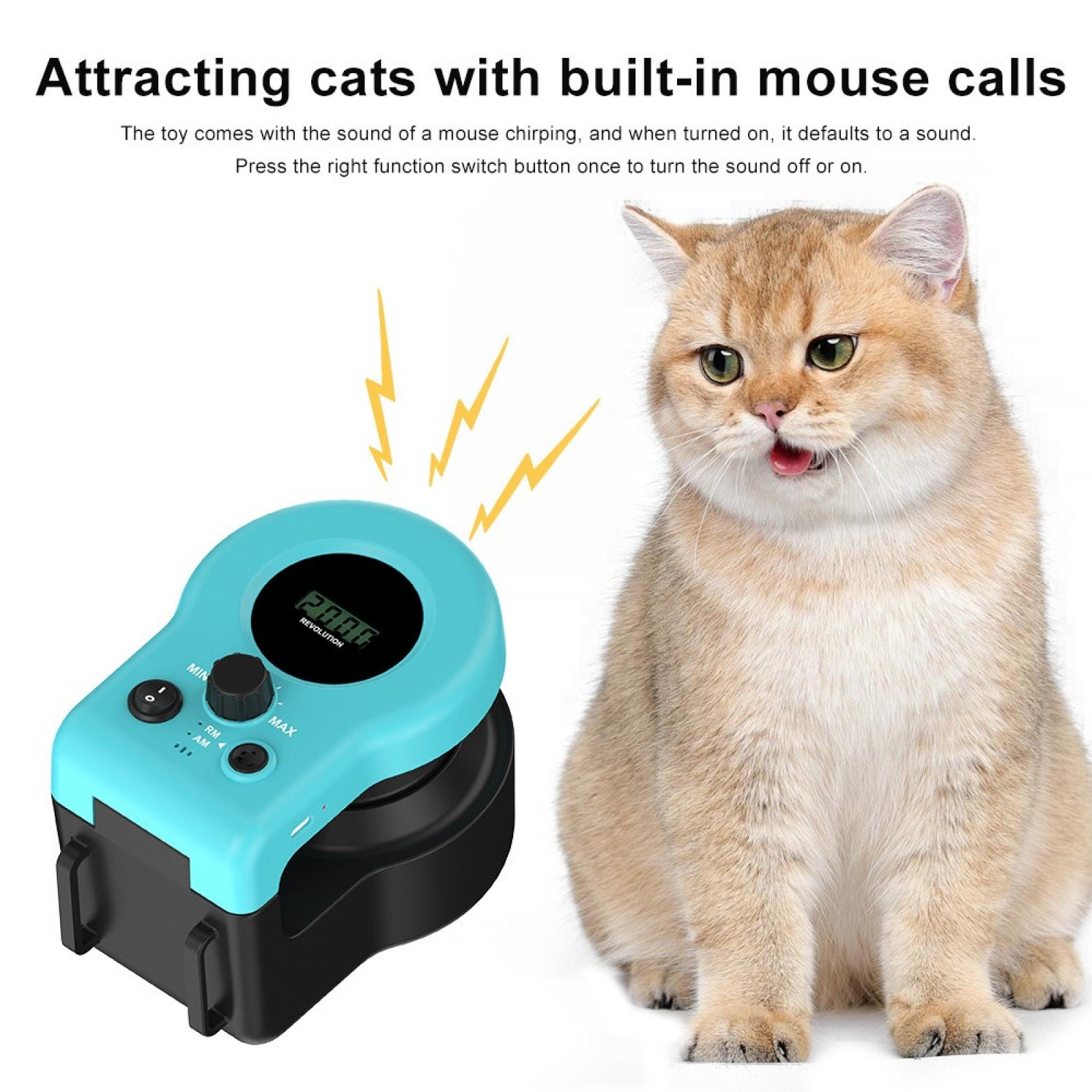 Eine Katze sitzt in der Nähe eines blauen Geräts mit Bildschirm. Gelbe Blitze gehen von dem Gerät aus.