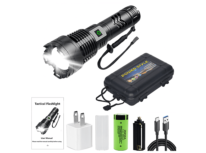 TUSERXLN Superhell 1500k Lumen Zoom IP65 LED-Taschenlampe | SATURN