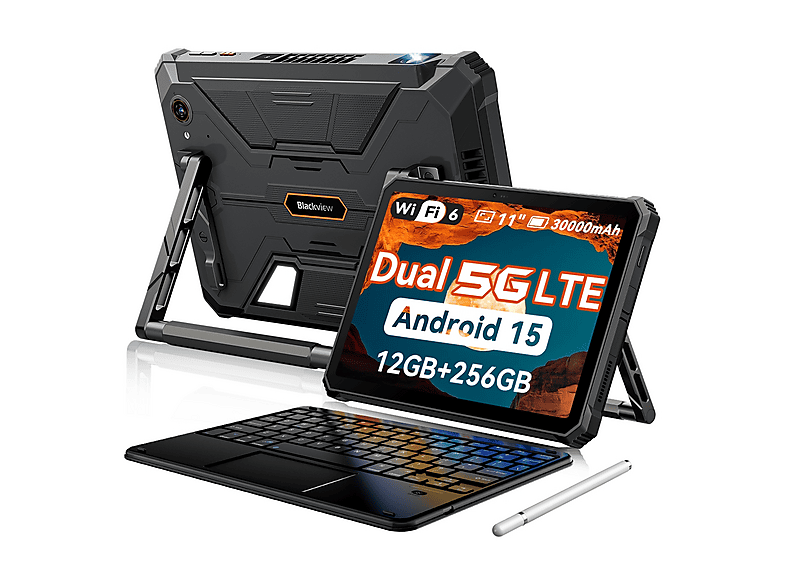 BLACKVIEW Active 12 Pro 5G Mit Tastatur(QWERTY), Tablet, 256 GB, 11 Zoll, Schwarz