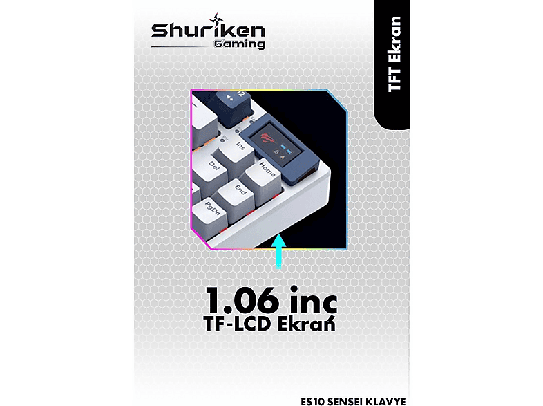 SHURIKEN GAMING ES10 SANSEI RGB Mekanik Türkçe Klavye 1.06 inç TFT