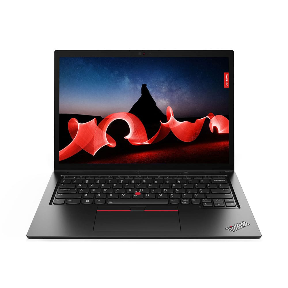 Siyah Lenovo ThinkPad dizüstü bilgisayar. Ekran, yıldızlı gökyüzüne karşı bir dağın üzerinde kırmızı ışık izleri gösteriyor.