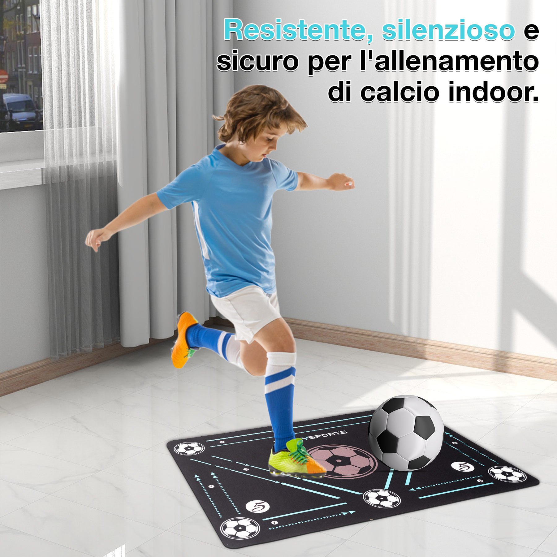 Tappetino Da Allenamento Calcio Con Cintura Regolabile – 90x60 Cm, Antiscivolo E Silenzioso – Per Migliorare Agilità, Velocità E Forza Nei Bambini