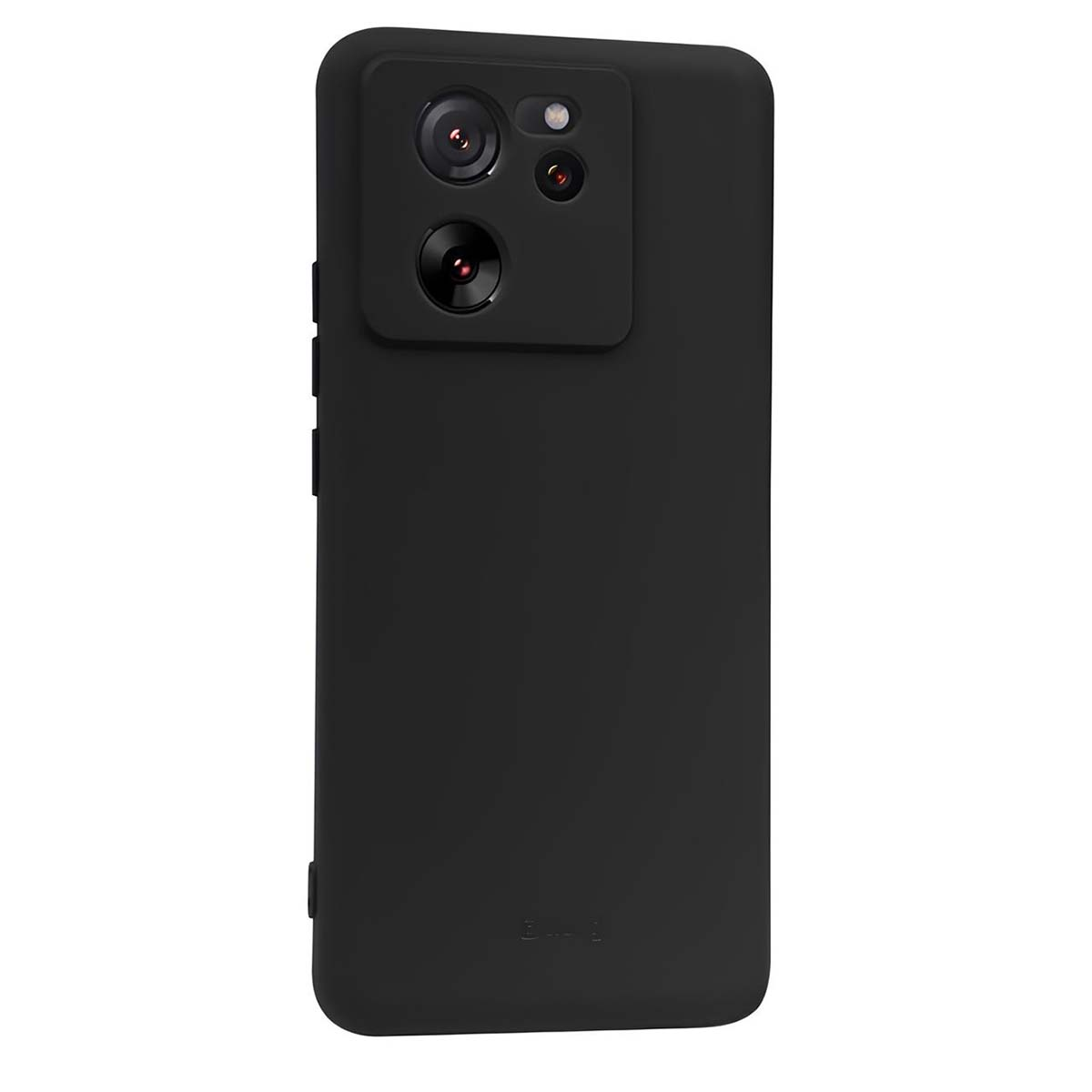 Schwarze Smartphone-Hülle mit drei Kameralinsen. Die Hülle ist schlicht mit abgerundeten Kanten und einem dezenten Markenlogo.