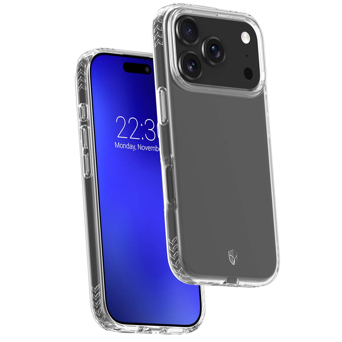 Due smartphone, uno mostra le 22:30 sullo schermo. Entrambi i telefoni sono in custodie protettive trasparenti.