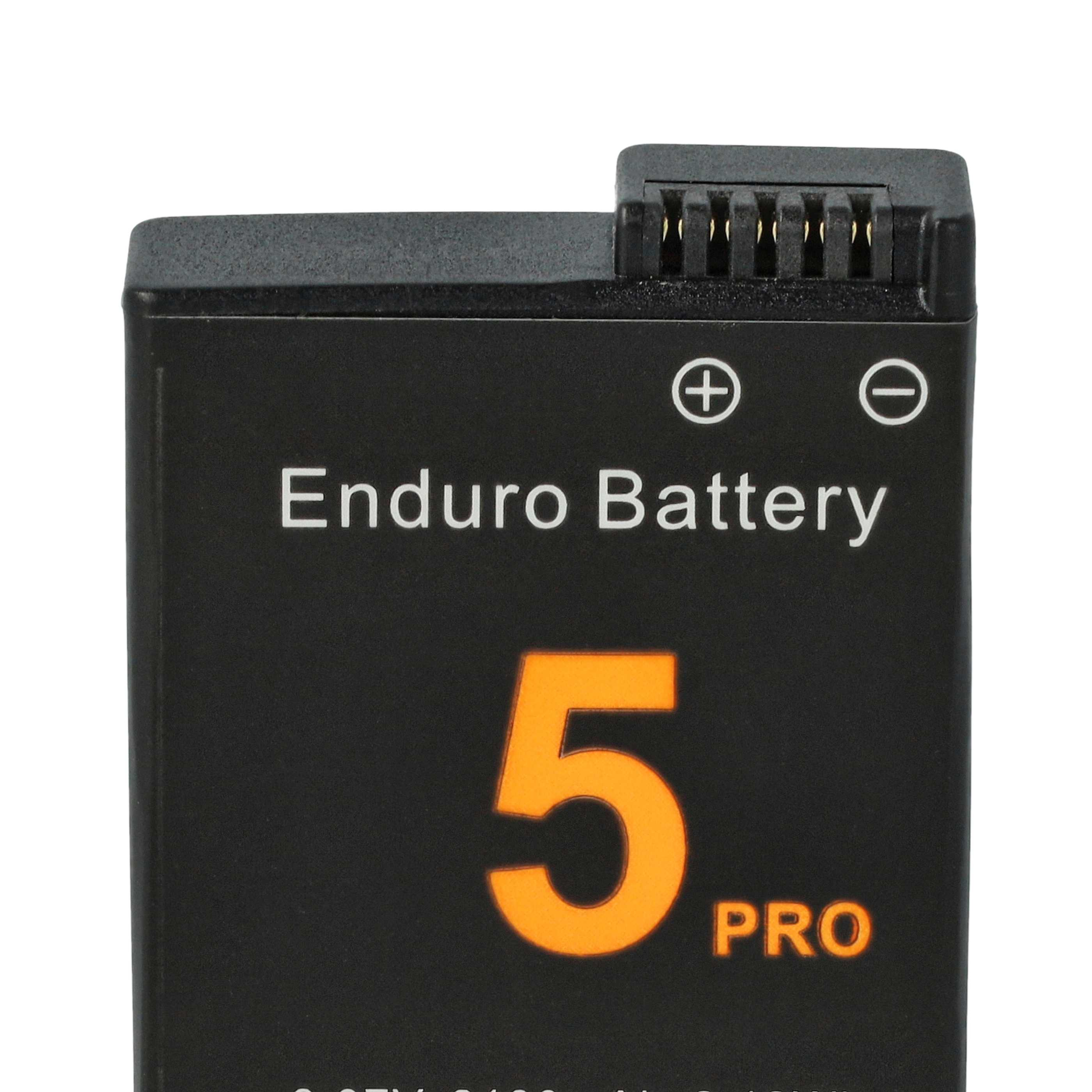 Schwarzer Enduro Akku 5 Pro mit Plus- und Minuszeichen. Die Zahl 5 in Orange.