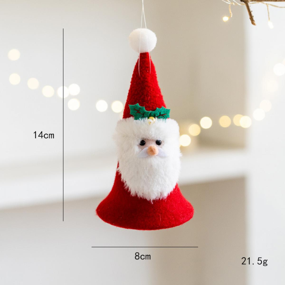 Ein Weihnachtsschmuck in Form eines Weihnachtsmanns mit rotem Hut, weißem Bart und grünem Stechpalmenblatt. Misst 14 cm hoch, 8 cm breit und wiegt 21,5 g.