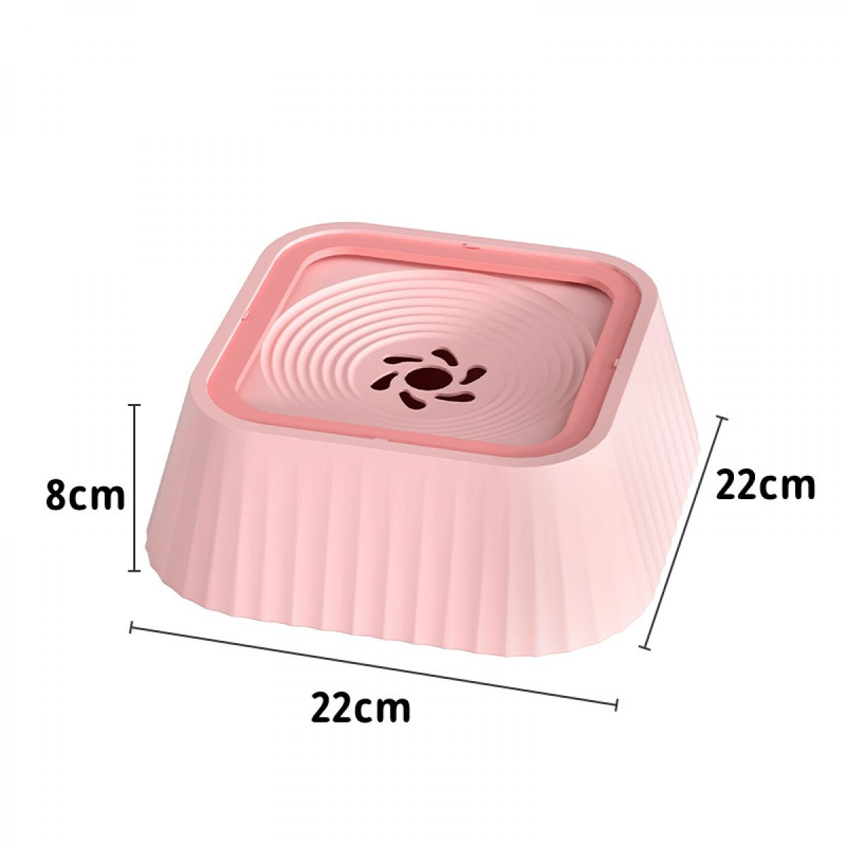 Eine rosa Haustier-Schüssel mit Rand und gemustertem Zentrum. Abmessungen sind 22x22x8cm. Der Hintergrund ist weiß.