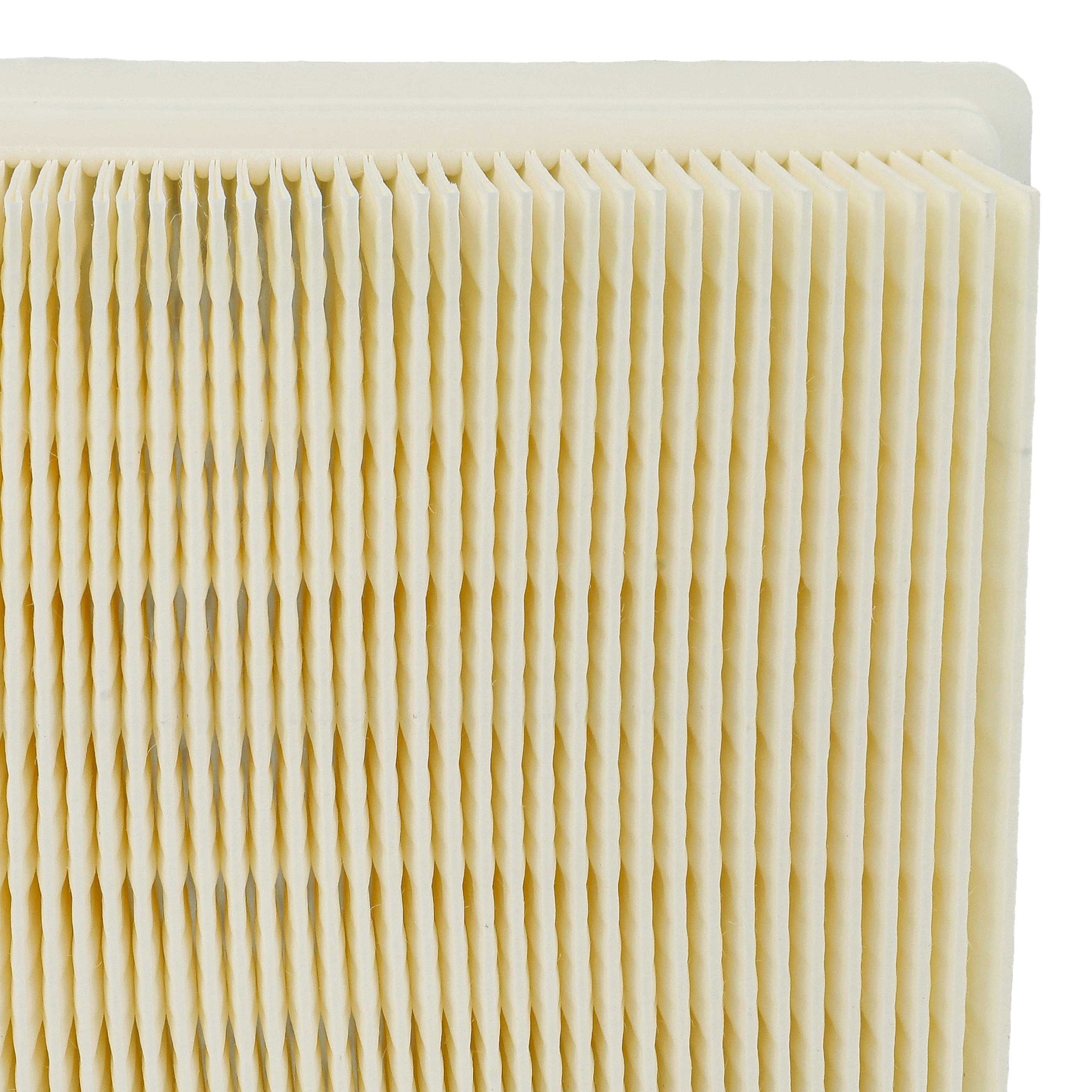 Nahaufnahme eines neuen Luftfilters. Der Filter hat viele vertikale, hellbeige gefaltete Abschnitte.