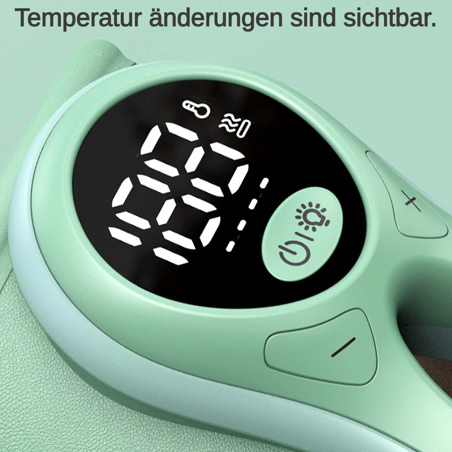 Ein digitales Gerät mit schwarzem Bildschirm, der die Zahl 88 anzeigt. Es hat grüne Knöpfe und einen Ein-/Ausschalter.