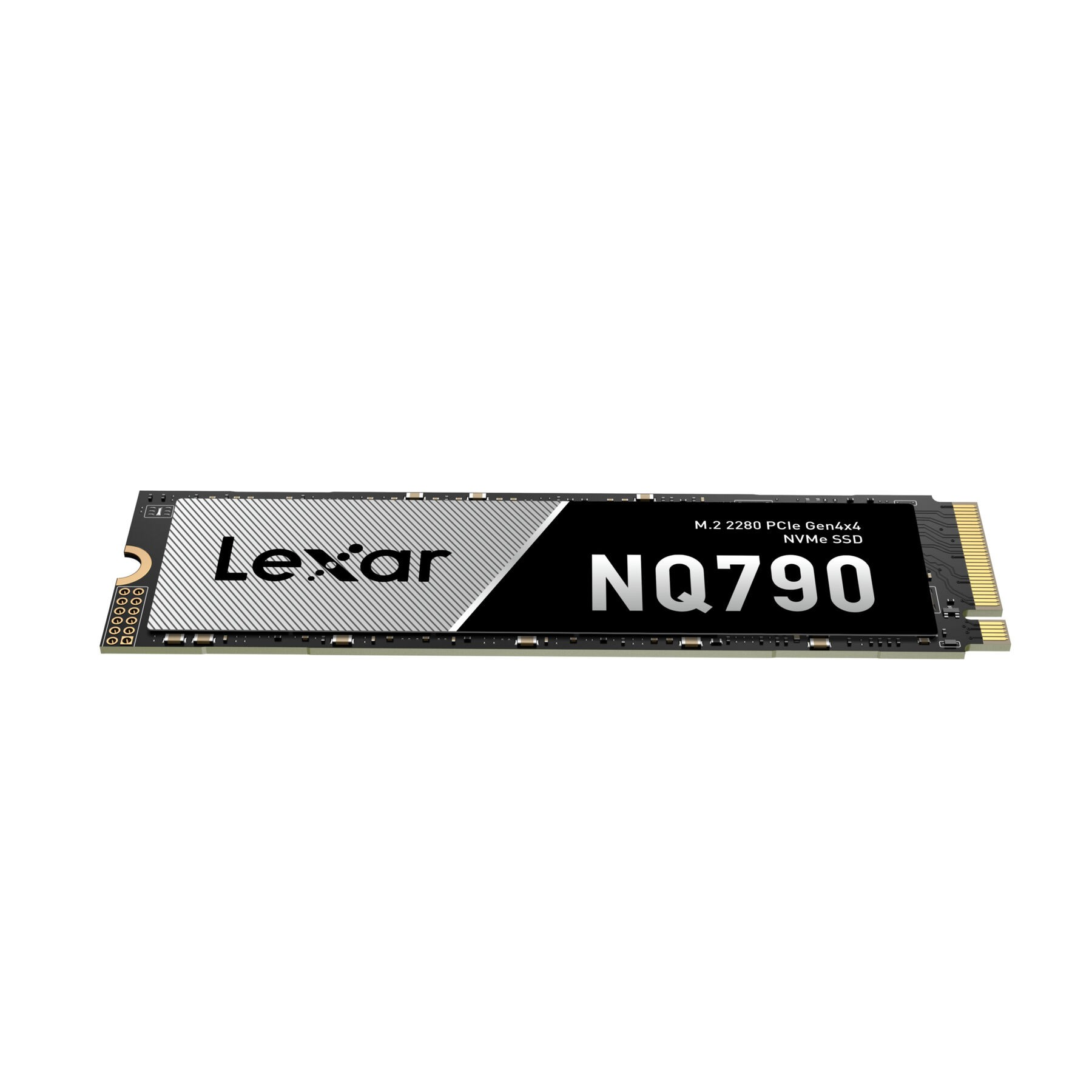 Dysk SSD Lexar NQ790 NVMe na białym tle. Ma logo Lexar i nazwę modelu NQ790.