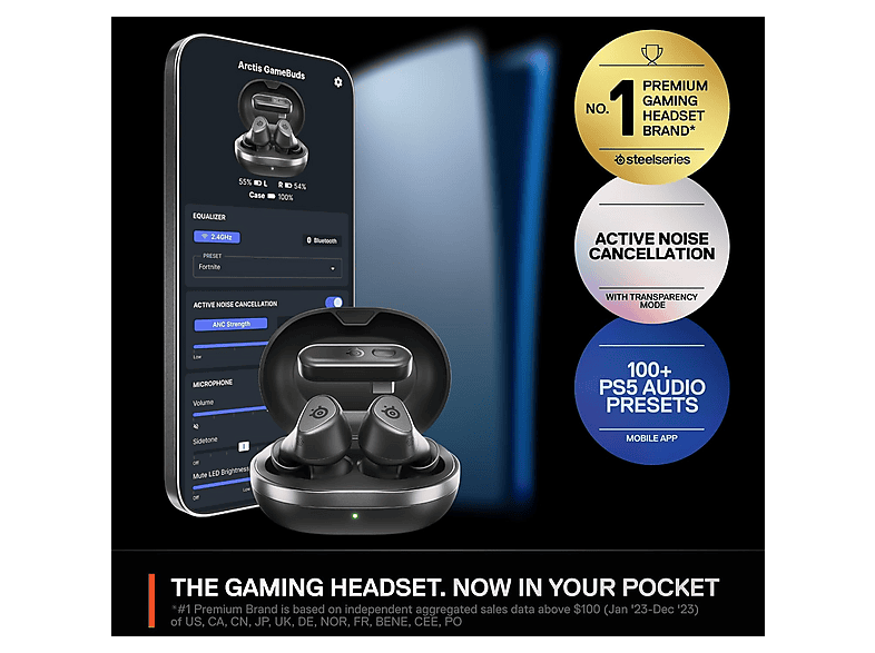 STEELSERIES 61680 ARCTIS GAMEBUDS, In-ear Kopfhörer Bluetooth