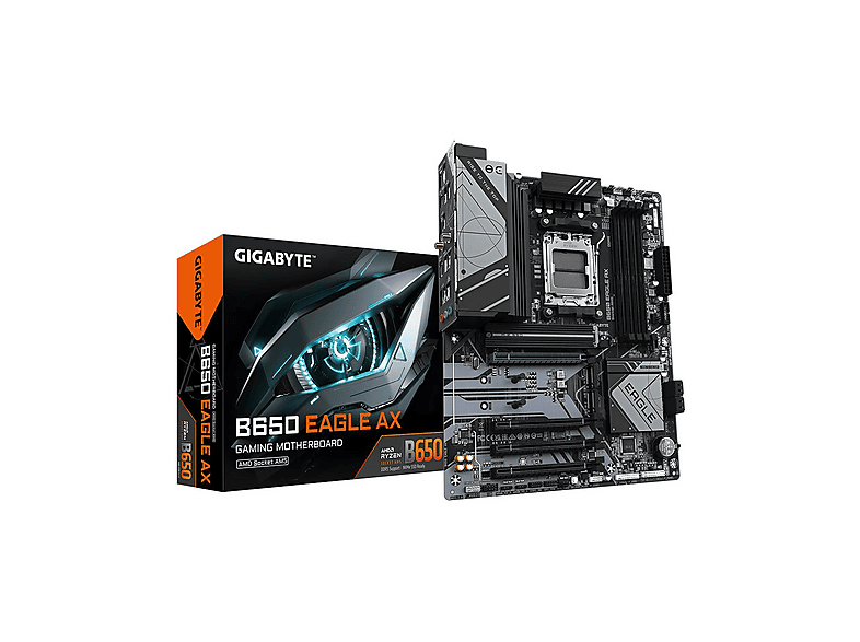 GIGABYTE B650 EAGLE AX Mainboard - AMD Ryzen 9000er-Serie, 12+2+2 Phasen VRM, b Mainboard Schwarz
