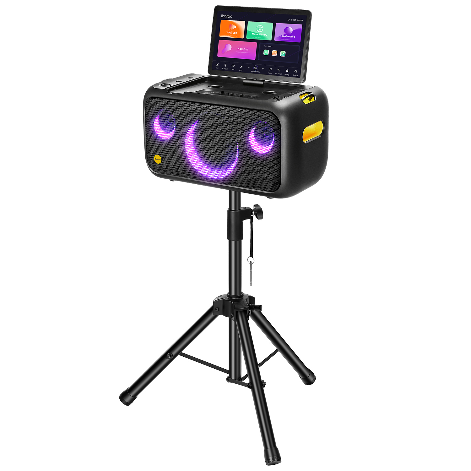 IKARAO Partybox Hoparlör Standlı Break X1 460W Karaoke Bluetooth Hoparlör Seti Siyah