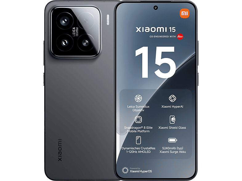 新品未開封 Xiaomi 15 Tグローバル 12/512 Black XIAOMI 15 12+512GB BLACK 512 GB Black Dual SIM | SATURN