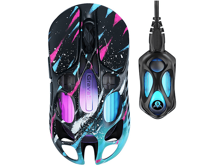 GRAVASTAR Mercury XPro RGB 32K DPI Optik 8K Dongle Kablosuz Gaming Mouse Neon Graffiti