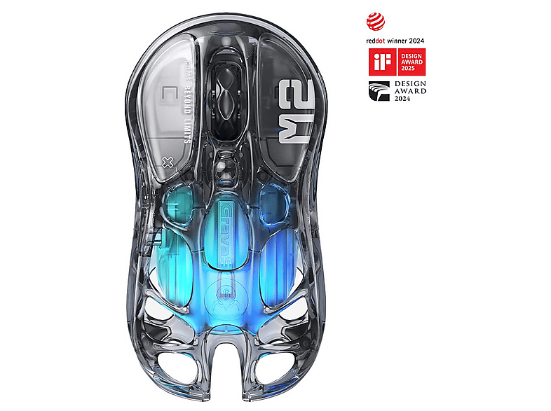 GRAVASTAR Mercury M2 RGB 26K DPI Optik Programlanabilir 5 Tuşlu Kablosuz Gaming Mouse Transparent Black
