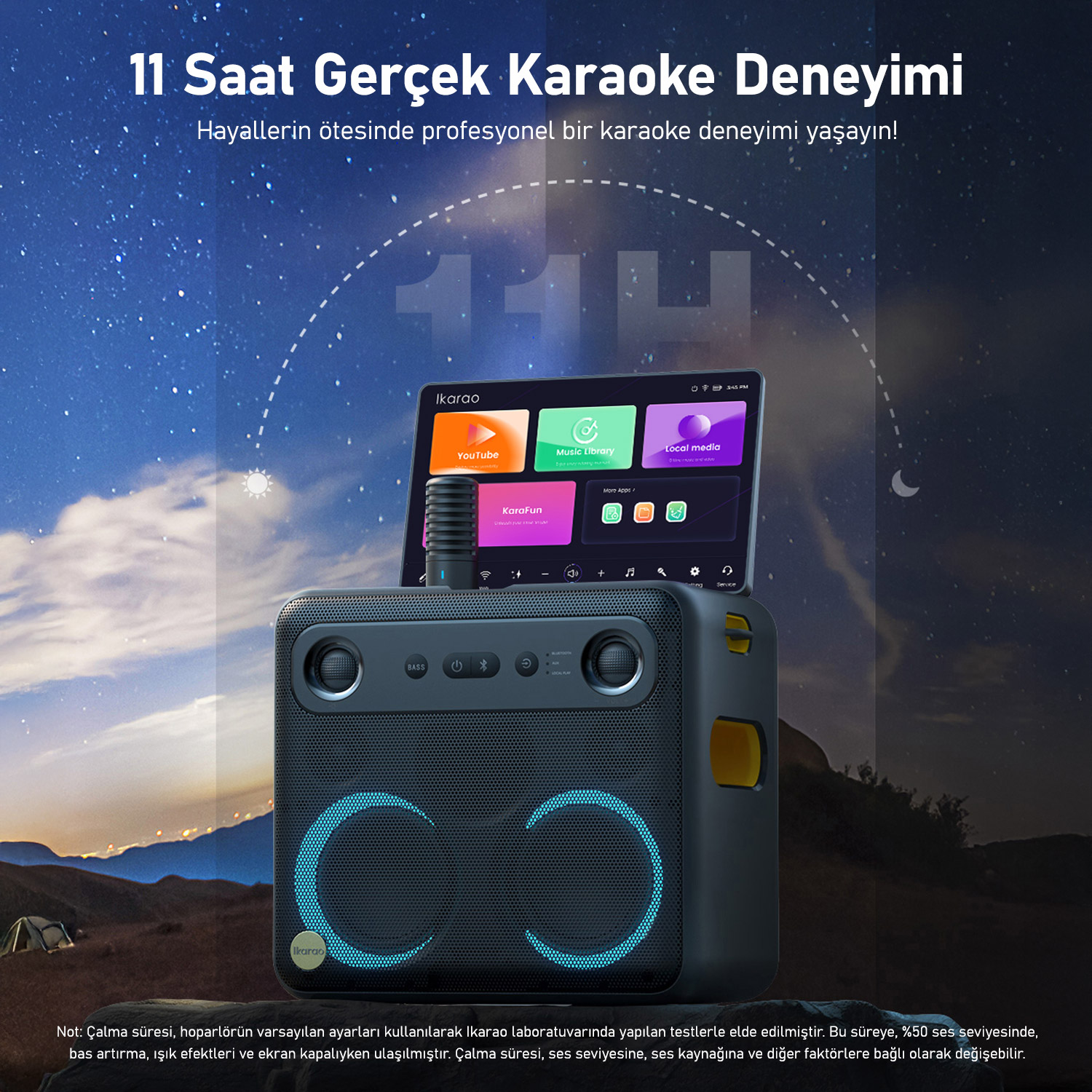 IKARAO Partybox Hoparlör Standlı Break X2 300W Karaoke Bluetooth