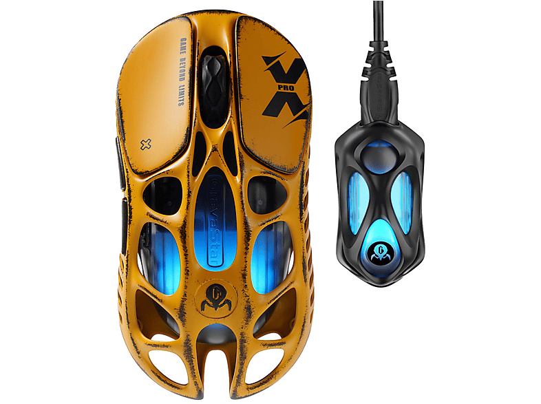 GRAVASTAR Mercury XPro RGB 32K DPI Optik 8K Dongle Kablosuz Gaming Mouse Battle Worn Yellow