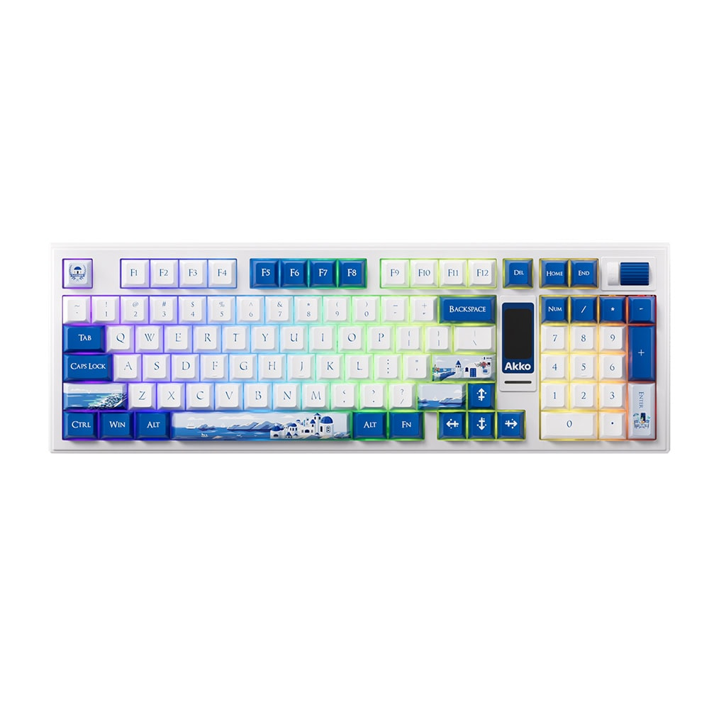 AKKO 5098B Plus Santorini RGB  Hotswap Mekanik Bluetooth Gaming Klavye Beyaz-Mavi