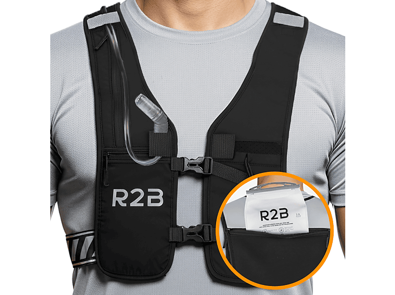 R2B Running vest mit Staufächern – 2 Liter Gewichtsweste, Schwarz | SATURN