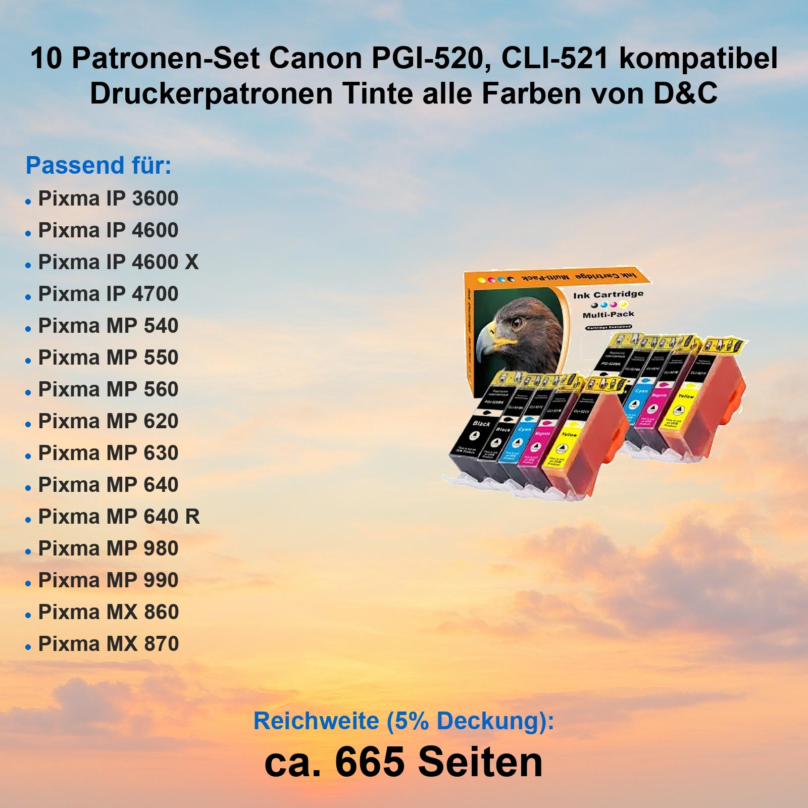 Cartuchos De Tinta PGI 520 Para Canon PIXMA MP980 MP990, Tinta Completa Con Chip CLI521 GY