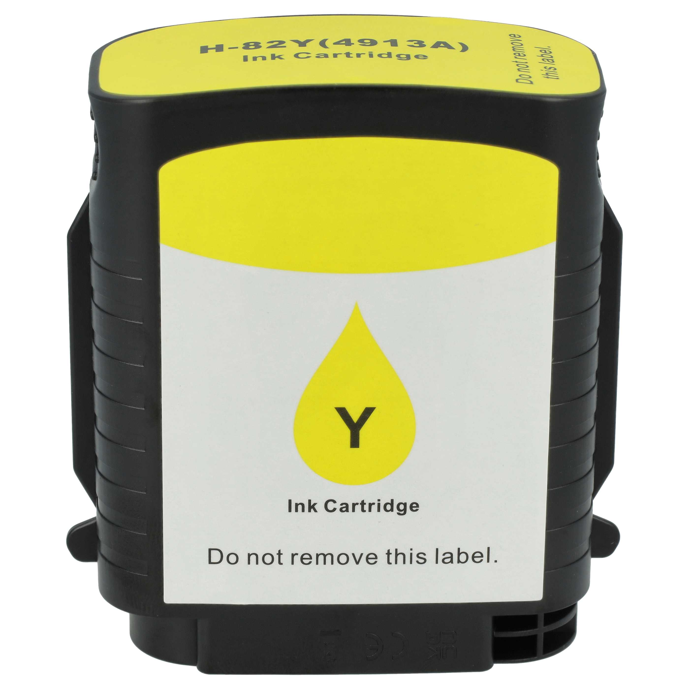 Gelbe Tintenpatrone mit gelbem Tropfen und schwarzem 'Y'. Schwarze Patrone. Text lautet 'Ink Cartridge'.