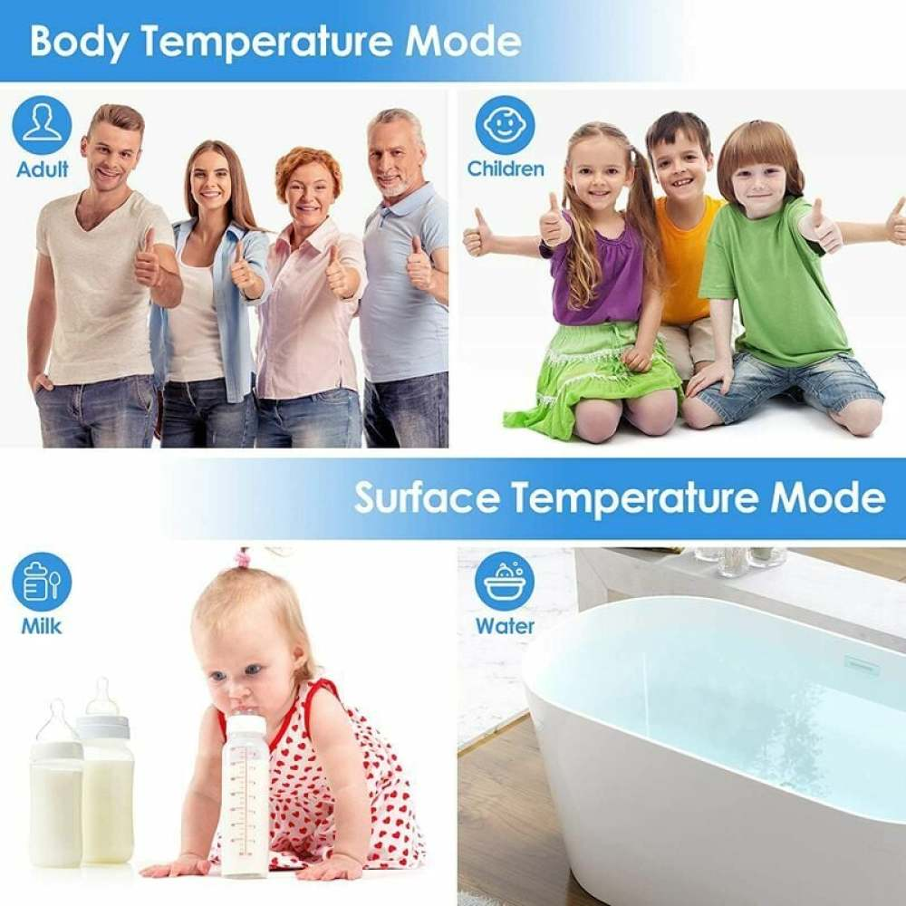 Das Bild zeigt Erwachsene und Kinder, die den Daumen hochhalten, ein Baby mit einer Flasche und eine Badewanne mit Wasser.