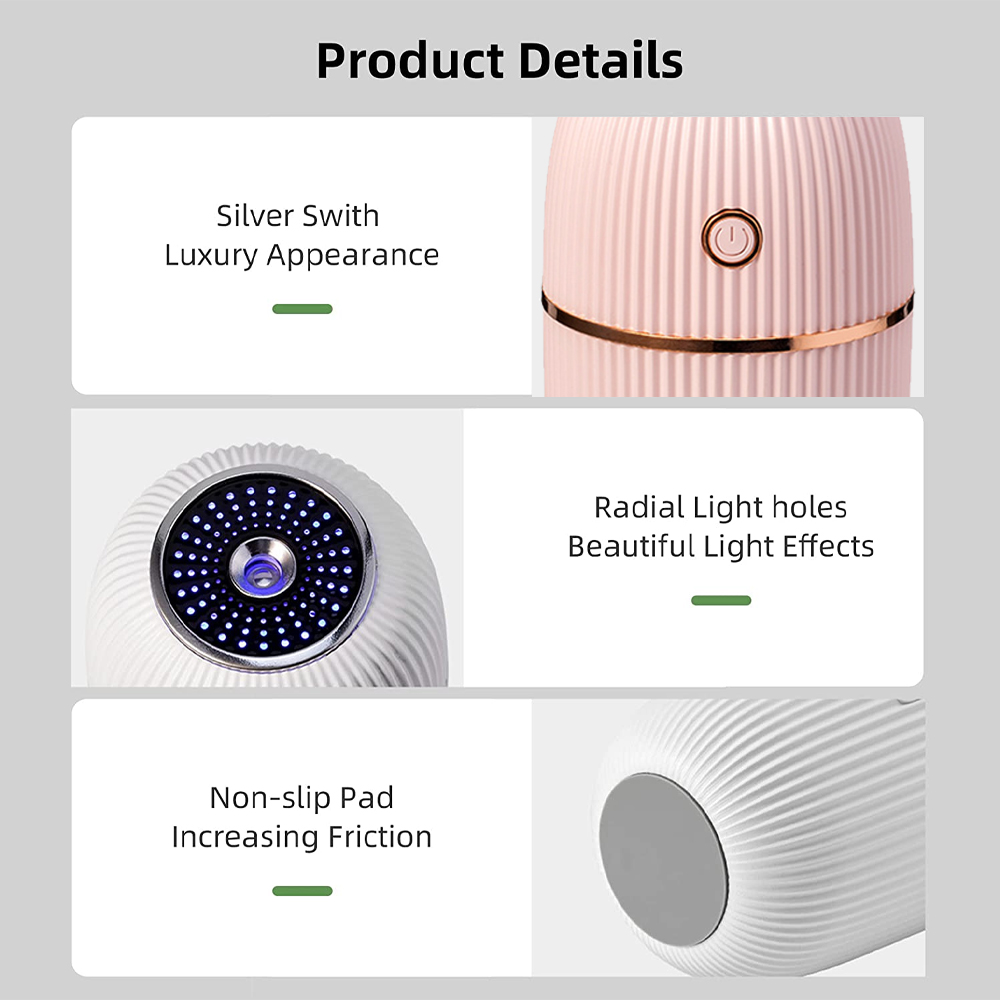 Produktdetails: Silberschalter, luxuriöses Aussehen, radiale Lichtlöcher, rutschfeste Unterlage. Das Produkt ist weiß und rosa mit goldenen Akzenten.