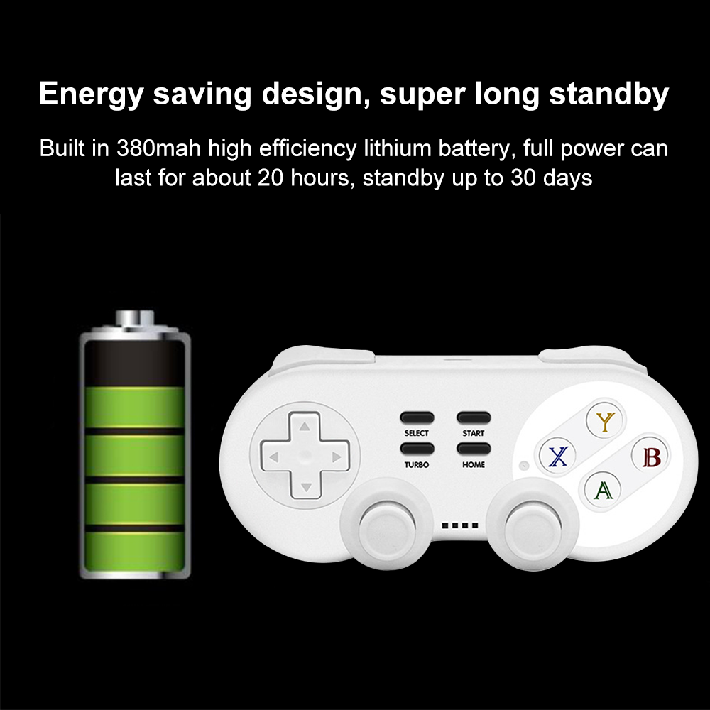 Das Bild zeigt einen weißen Gamecontroller und ein Batteriesymbol auf schwarzem Hintergrund. Der Controller hat Tasten und ein Steuerkreuz.