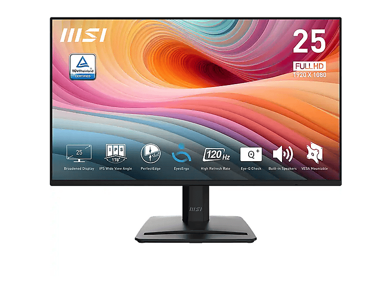 MSI PRO MP252 E2 FHD HDMI DP IPS 24,5 inç Full-HD 1 ms 120 Hz Monitör Siyah