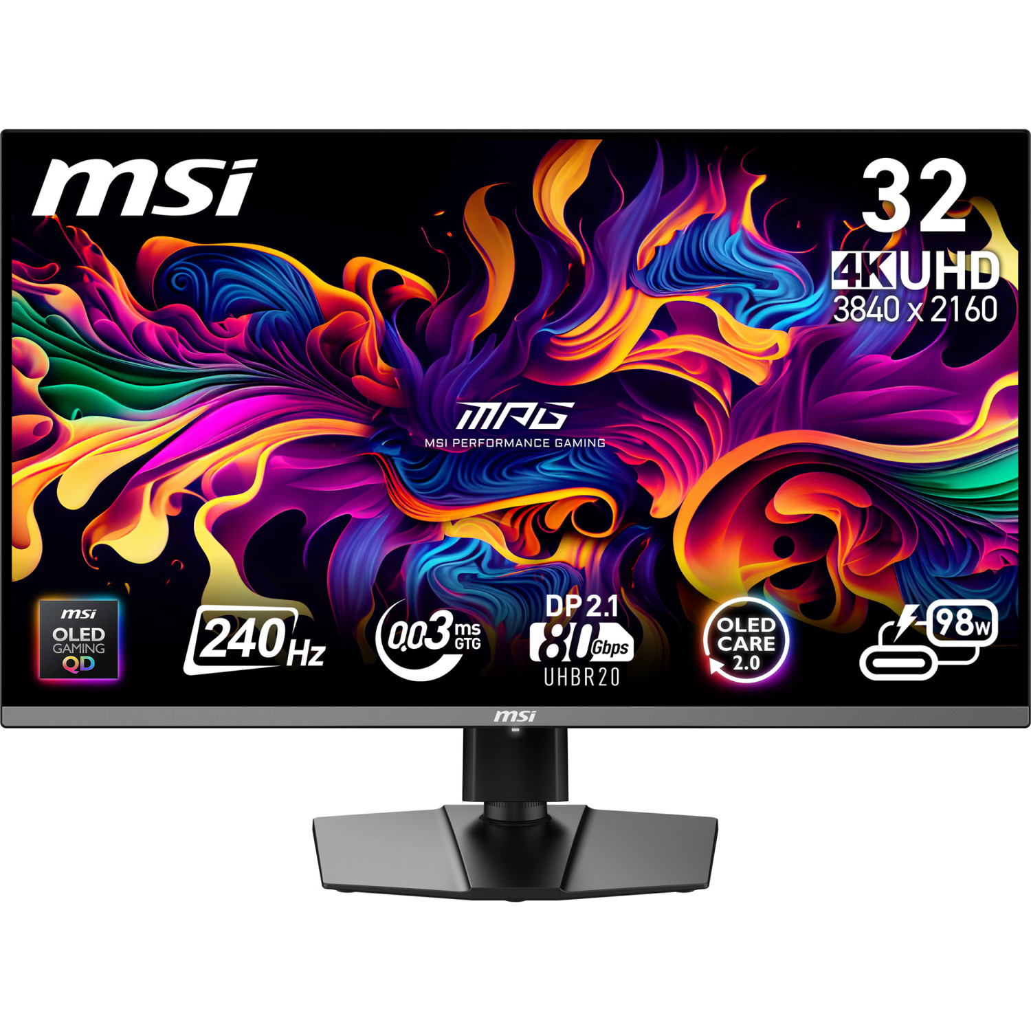 MSI MPG 322URX QD-OLED 31,5 inç 4K UHD 0,03 ms Gaming Monitör Siyah